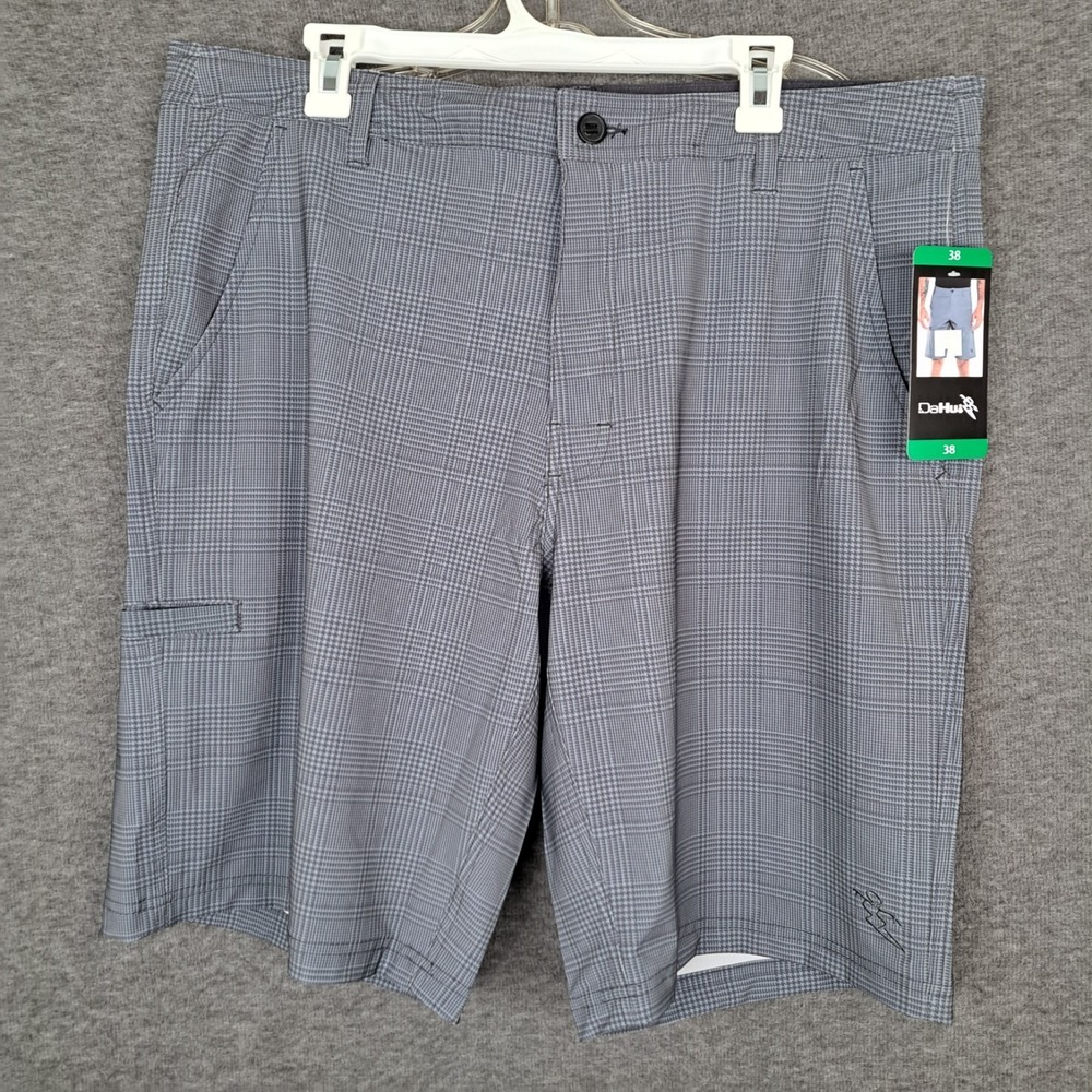 Da Hui Hybrid Collection Mens Shorts Gray Glen Plaid Houndstooth Sz 38 NWT